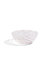 SPIN BOWL SET of 2  - CLEAR WITH PINK STRIPE