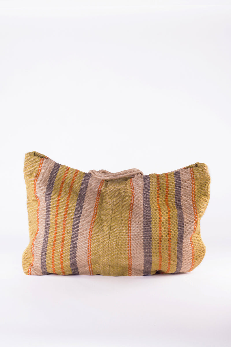 EXTRA LARGE JUTE HOLD-ALL - YELLOW STRIPE